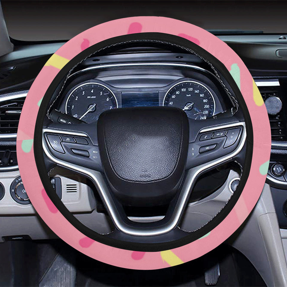 Pink donut glaze candy pattern Car Steering Wheel Cover