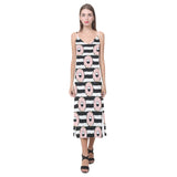 Donuts pink icing striped pattern V-Neck Open Fork Long Dress