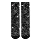 Spider web design pattern Black background white c Crew Socks
