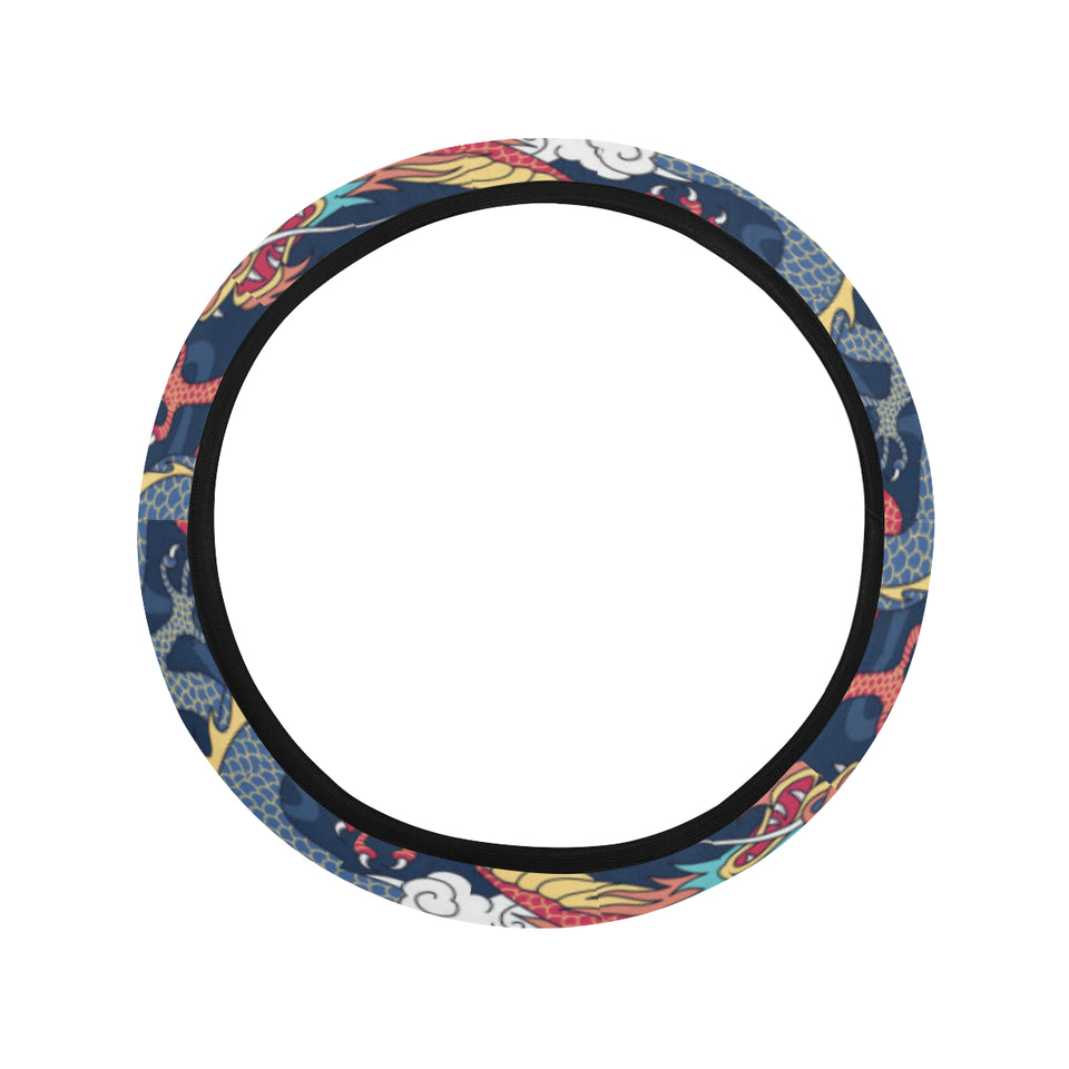 Blue red dragon cloud pattern Car Steering Wheel Cover