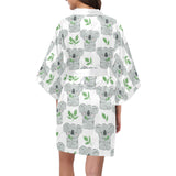Hand drawn Koala leaves pattern Women's Short Kimono Robe