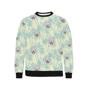 French bulldog hawaii blackground Men's Crew Neck Sweatshirt