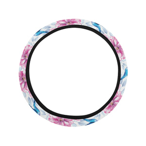 Hummingbird Pattern Print Design 02 Car Steering Wheel Cover