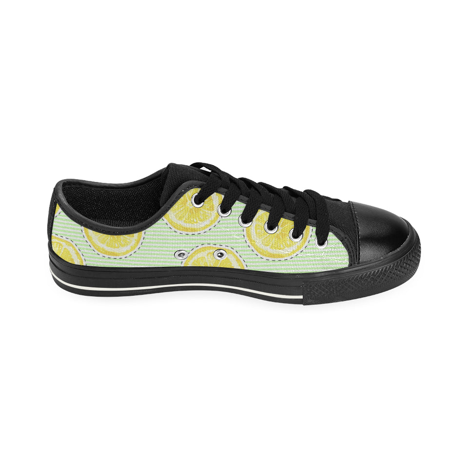 slice of lemon pattern Men's Low Top Canvas Shoes Black