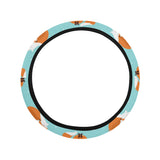 Fox pattern blue b ackground Car Steering Wheel Cover