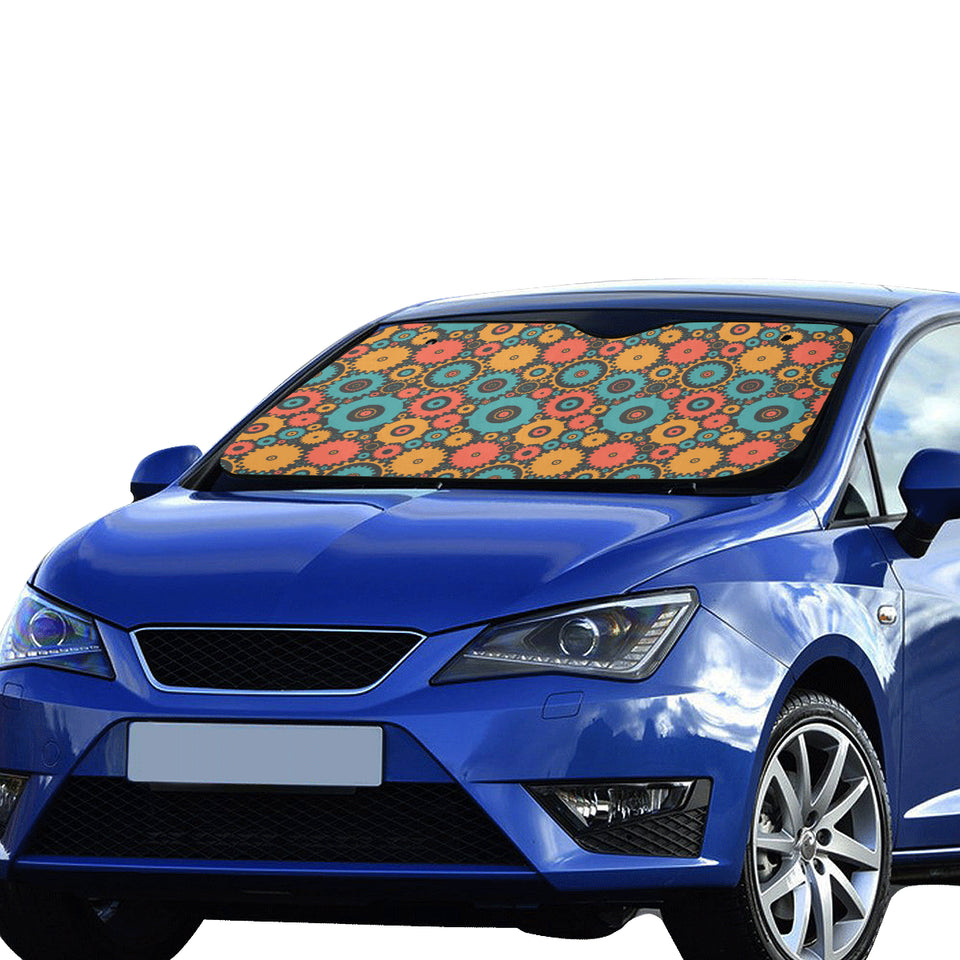 Gear Pattern Print Design 01 Car Sun Shade