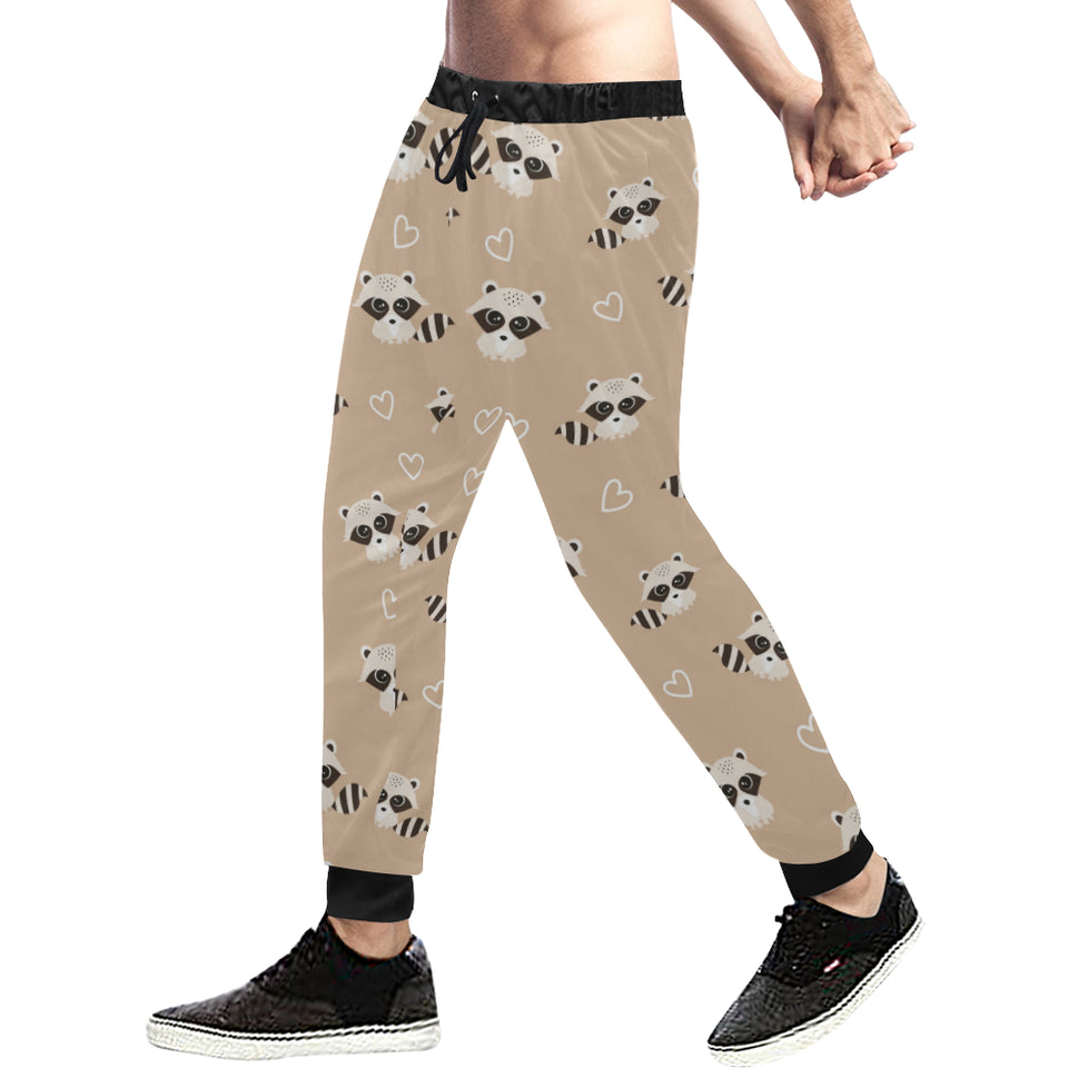 Cute raccoon heart pattern Unisex Casual Sweatpants