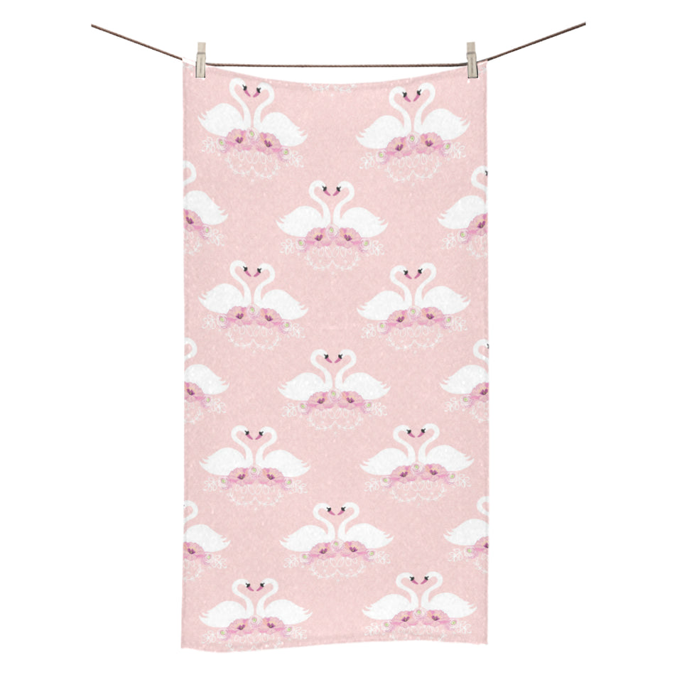 White swan and flower love pattern Bath Towel