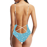 Snowflake pattern blue background Women's One-Piece Swimsuit