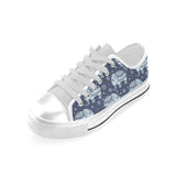 Elephant tribal design pattern Men's Low Top Shoes White