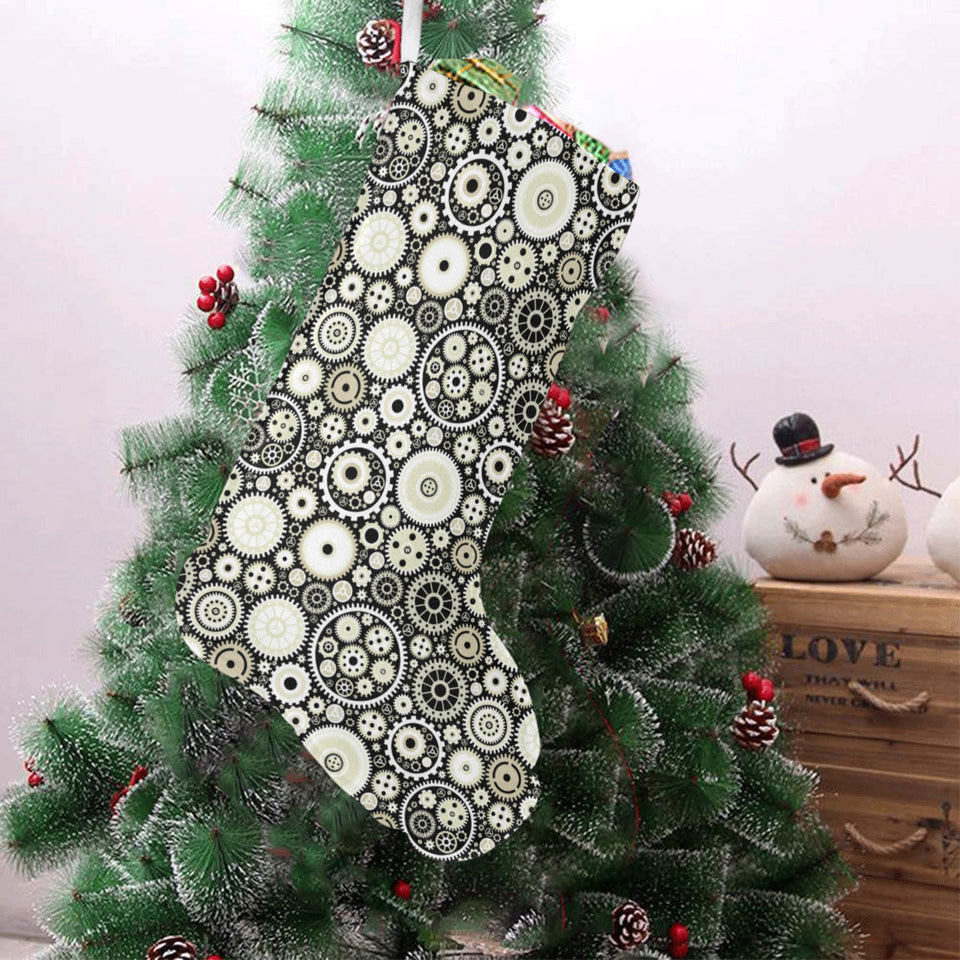 Gear Pattern Print Design 02 Christmas Stocking