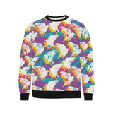 Colorful crow illustration pattern Men's Crew Neck Sweatshirt