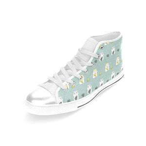 Cute hamster cheese pattern Women's High Top Canvas Shoes White