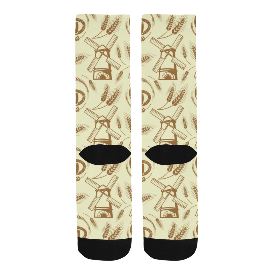 Windmill Wheat pattern Crew Socks