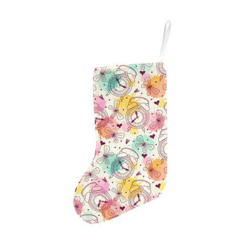 Clock butterfly pattern Christmas Stocking