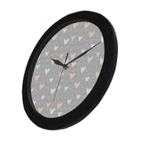 Heart pattern gray background Elegant Black Wall Clock