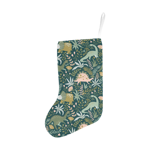 dinosaurs tropical leaves flower pattern Christmas Stocking