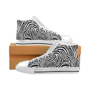 Zebra skin pattern Men's High Top Canvas Shoes White