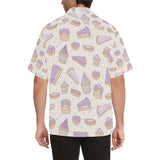Cakes pies tarts muffins and eclairs purple bluebe Men's All Over Print Hawaiian Shirt