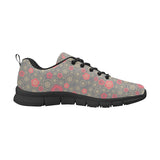 Red gold Sakura cherry blossom gray background Women's Sneaker Shoes