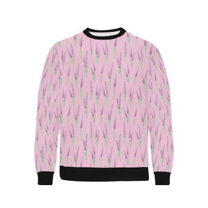 Lavender pattern pink background Men's Crew Neck Sweatshirt