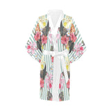 Colorful orchid flower pattern Women's Short Kimono Robe