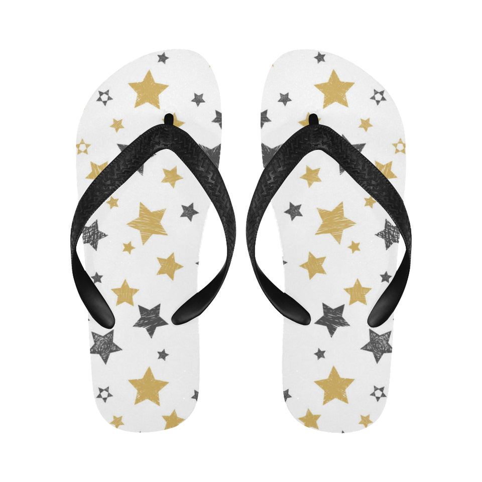 hand drawn gold black star pattern Unisex Flip Flops
