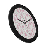 Hand drawn ice cream pattern Elegant Black Wall Clock