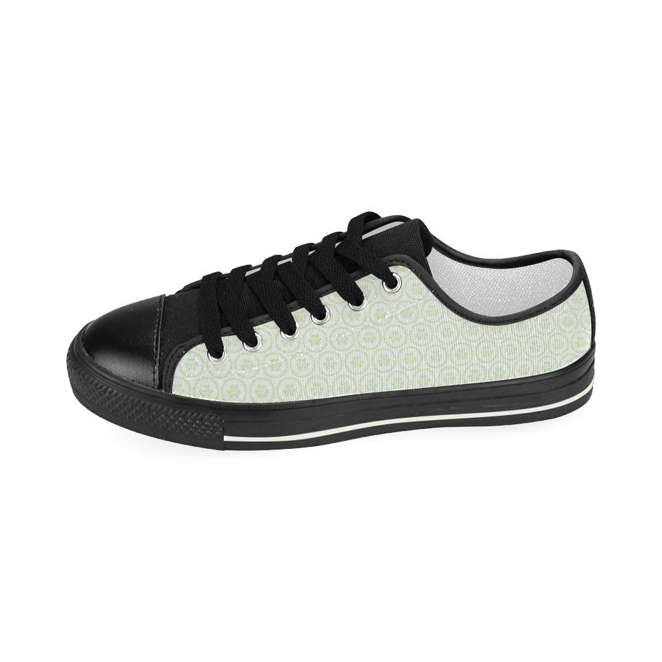 Cucumber pattern background Kids' Boys' Girls' Low Top Canvas Shoes Black
