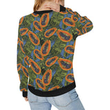 Colorful papaya tropical leaves Women's Crew Neck Sweatshirt