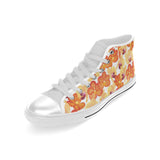 Orange yellow orchid flower pattern background Men's High Top Canvas Shoes White