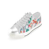 Watercolor bowling pattern Women's Low Top Canvas Shoes White