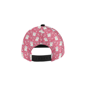 Maneki neko cat sakura pink background All Over Print Snapback Cap