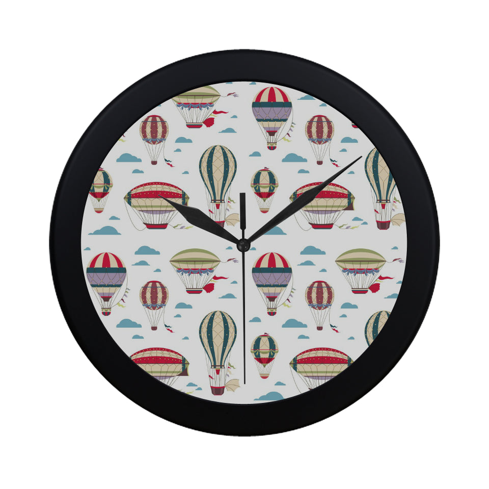 Hot air balloon pattern Elegant Black Wall Clock