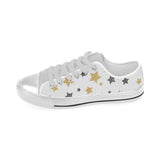hand drawn gold black star pattern Men's Low Top Shoes White