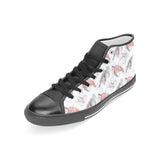 Watercolor sea turtle jellyfish pattern Women's High Top Canvas Shoes Black