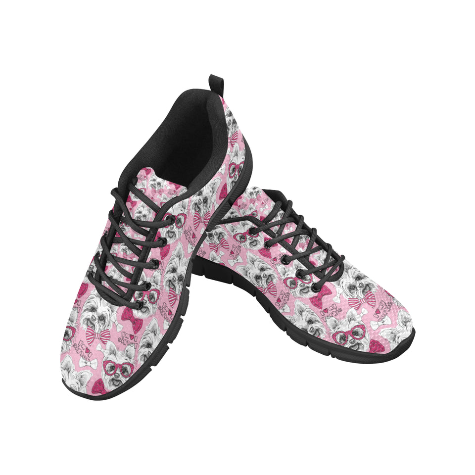 Yorkshire Terrier Pattern Print Design 03 Men's Breathable Sneakers ( Model 055)