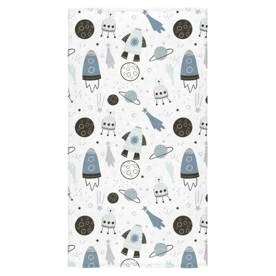 Hand drawn space elements space rocket star planet Bath Towel