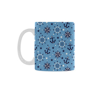 Anchors rudder compass star nautical pattern Classical White Mug (Fulfilled In US)