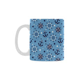 Anchors rudder compass star nautical pattern Classical White Mug (Fulfilled In US)