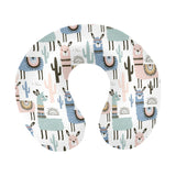 lama Alpaca cactus hand drawn pattern U-Shaped Travel Neck Pillow