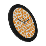 Orange Maple Leaf pattern Elegant Black Wall Clock