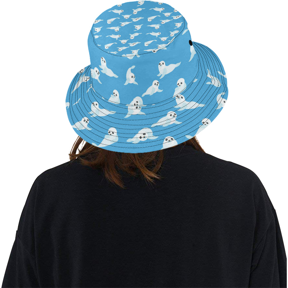 Cute sea lion seal pattern background Unisex Bucket Hat