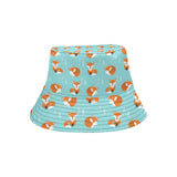 Fox pattern blue b ackground Unisex Bucket Hat