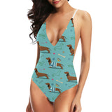 Dachshund decorative background Women's One-Piece Swimsuit