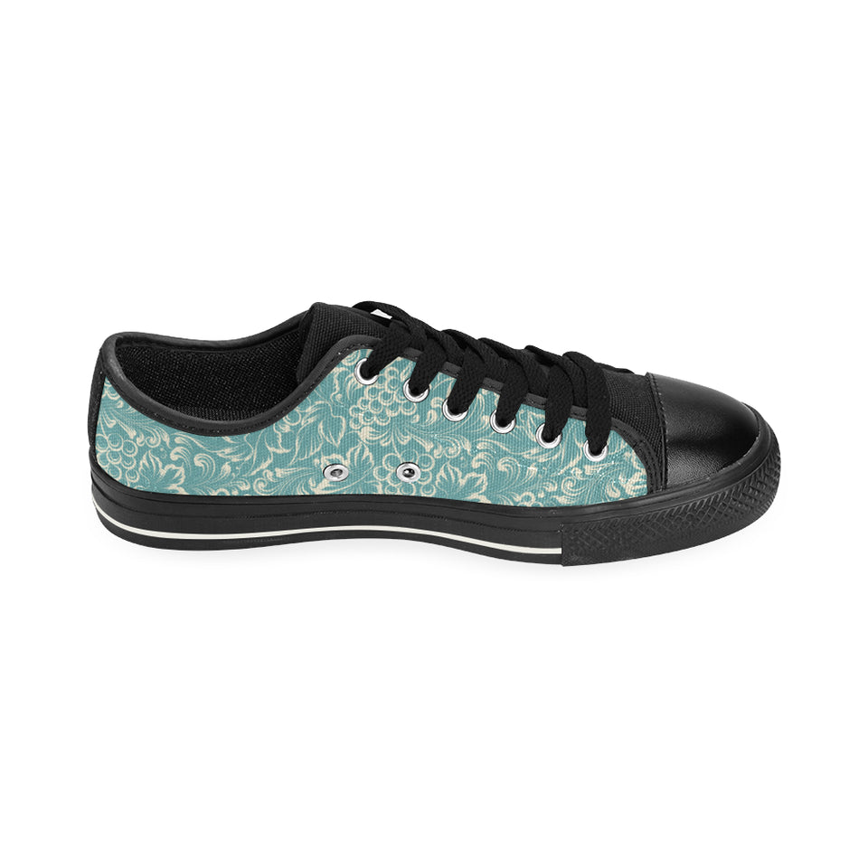 Classic Hand drawn Grape pattern Men's Low Top Canvas Shoes Black