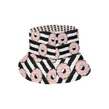 Donuts pink icing striped pattern Unisex Bucket Hat