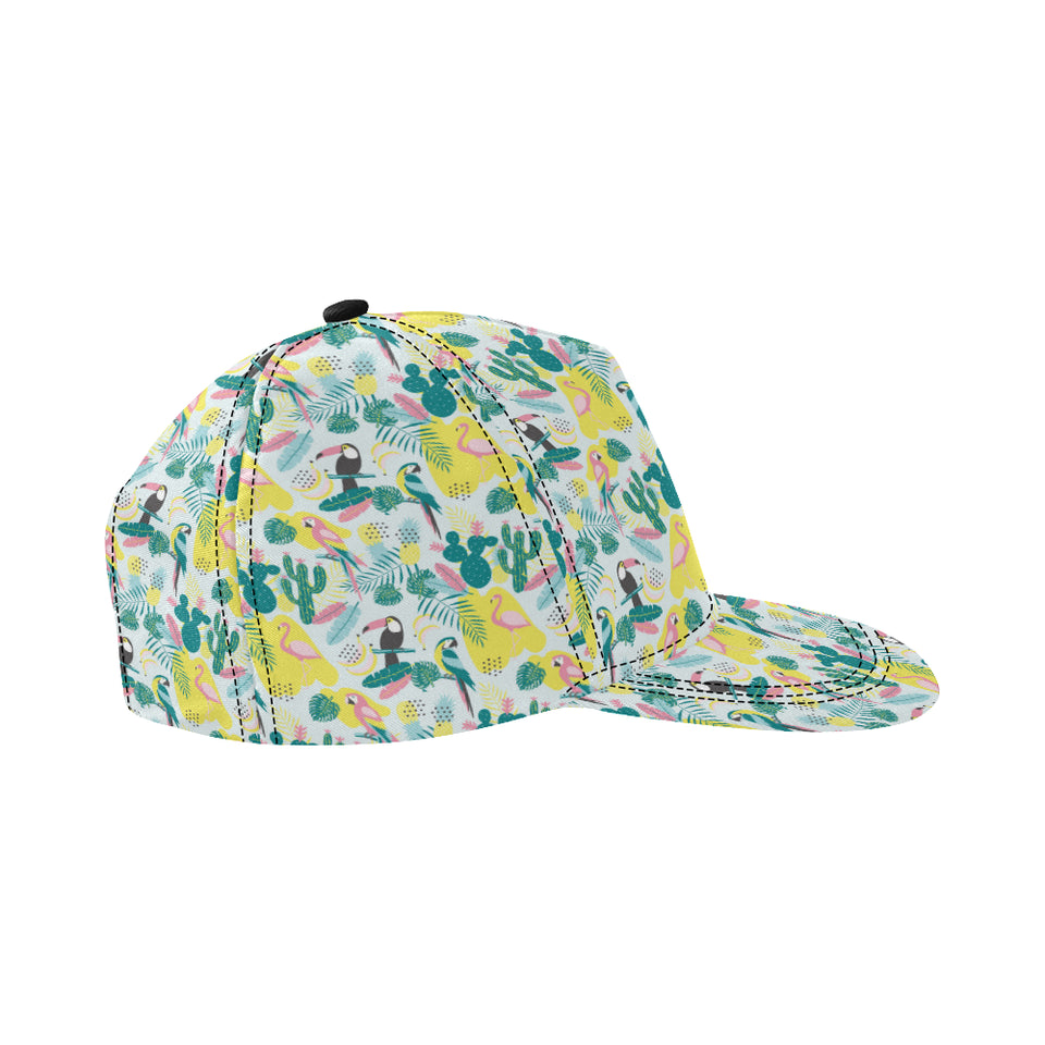 Cute parrot toucan flamingo cactus exotic leaves p All Over Print Snapback Cap