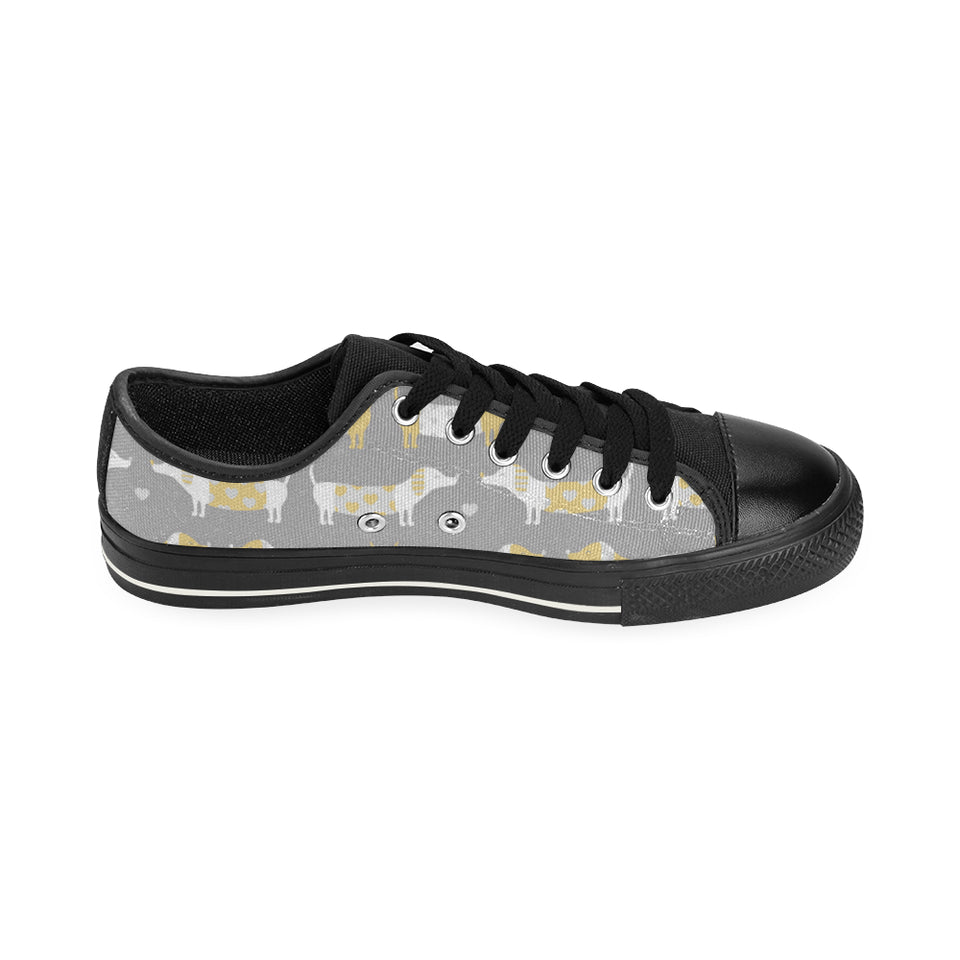 Cute dachshund dog pattern Men's Low Top Canvas Shoes Black