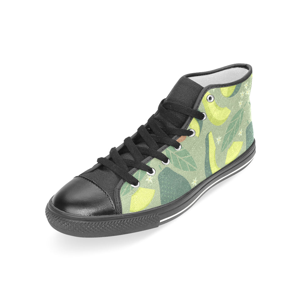 Avocado pattern Women's High Top Canvas Canvas Shoes Black